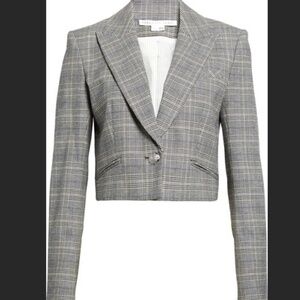Veronica Beard Fabiola Plaid Crop Blazer in MEDIUM Wool Blend